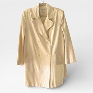 JONES NEW YORK Vintage Pale Yellow Double Breasted Belted Trench Coat | Size 10
